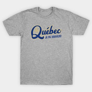 Quebec Je me souviens Canada Classic Athletic Script Blue T-Shirt